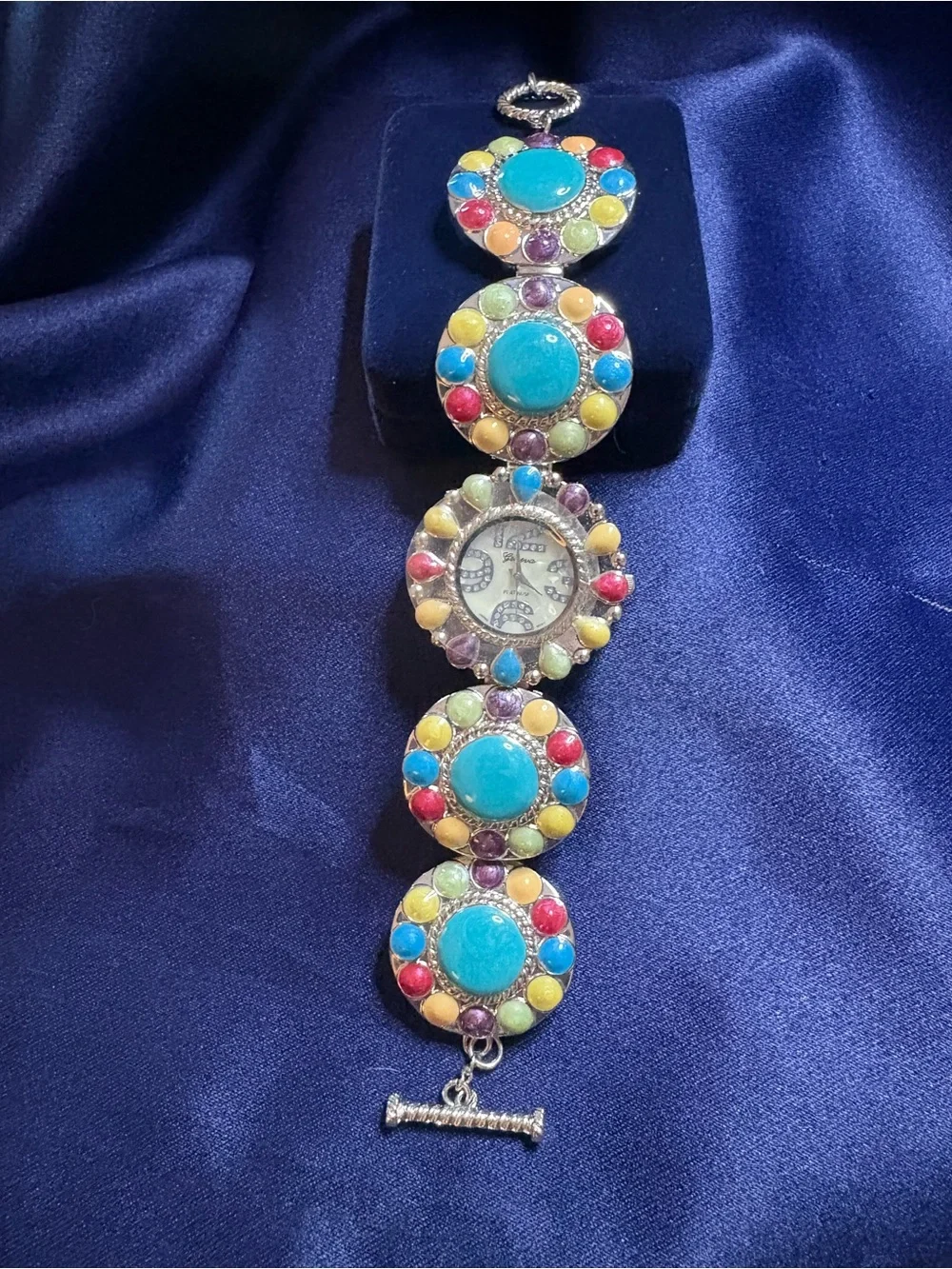 Watch Geneva Multi-Color Resin Bracelet  Southwestern Inspired Toggle Clasp